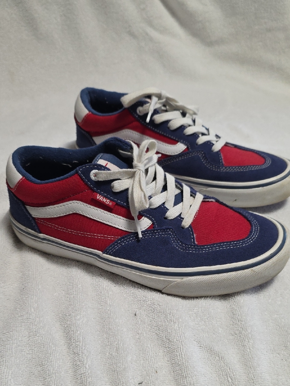 Vans Rowan Pro Low Top Sneakers in Red, Navy & White Men's Size 10.5